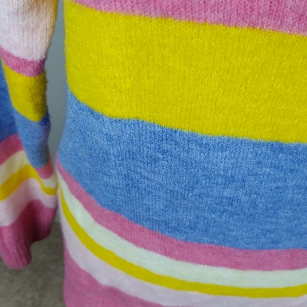 womens turtleneck sweater By DIP Size Large Pink Rainbow Form Fitting Fashion - Picture 3 of 15
